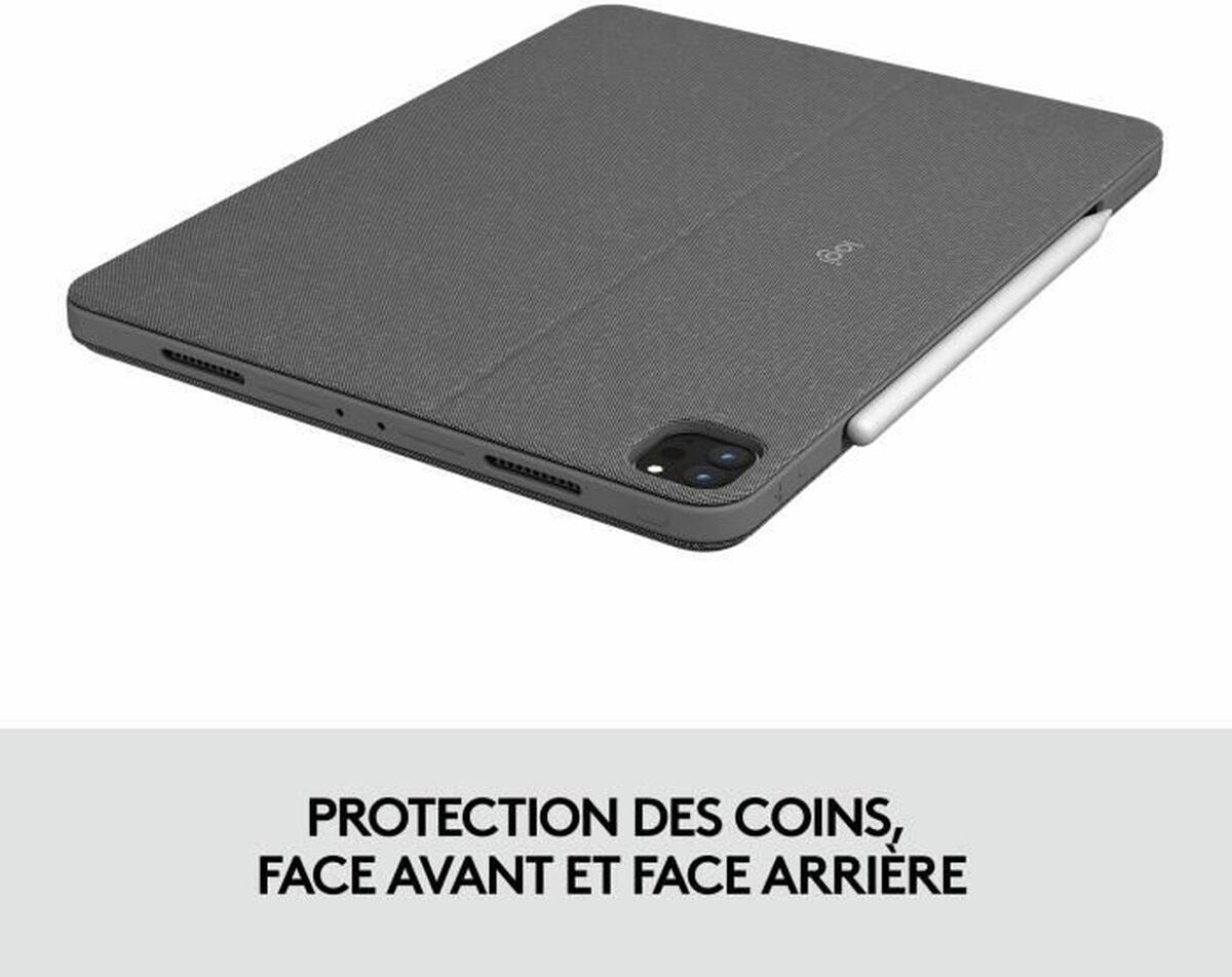 Logitech Combo Touch iPad Pro - Tablet toetsenbord AZERTY - 12.9 inch - Grijs
