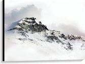 Canvas - Sneeuw - Bergen - Wolken - Wit - 100x75 cm Foto op Canvas Schilderij (Wanddecoratie op Canvas)