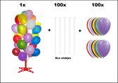 1x Ballonnen boom 180cm + 100x Ballonstokjes karton + 100x Ballonnen - Festival verjaardag thema feest party opening uitdeel