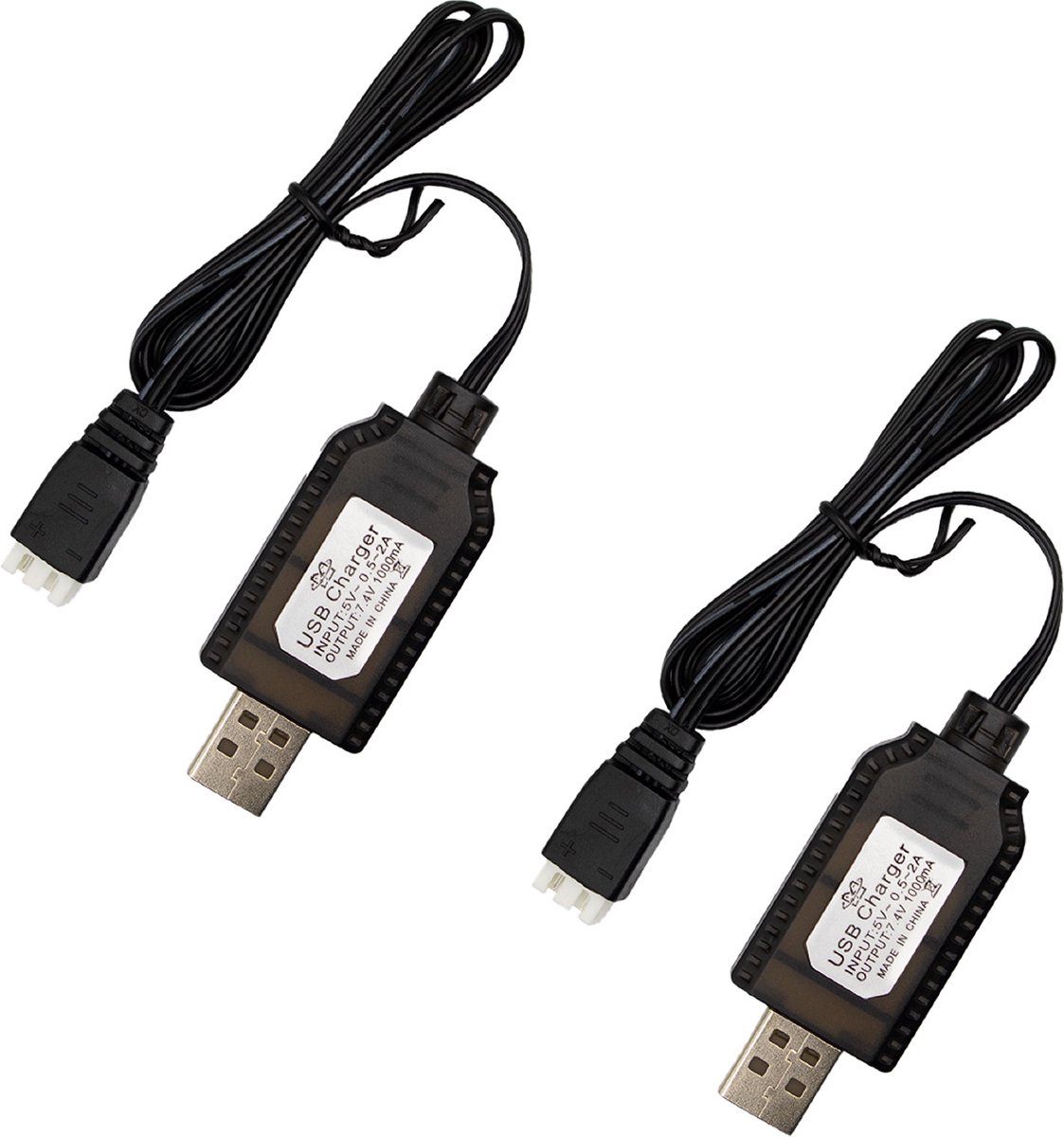 MMOBIEL 2x USB Oplaadkabel voor 1A 2S 7.V LiPo en Li-ion Batterijen – USB naar XH-3P Connector voor RC Drones, Quadcopters, WLtoys, Skytech, Bestuurbare Boot en andere RC Voertuigen