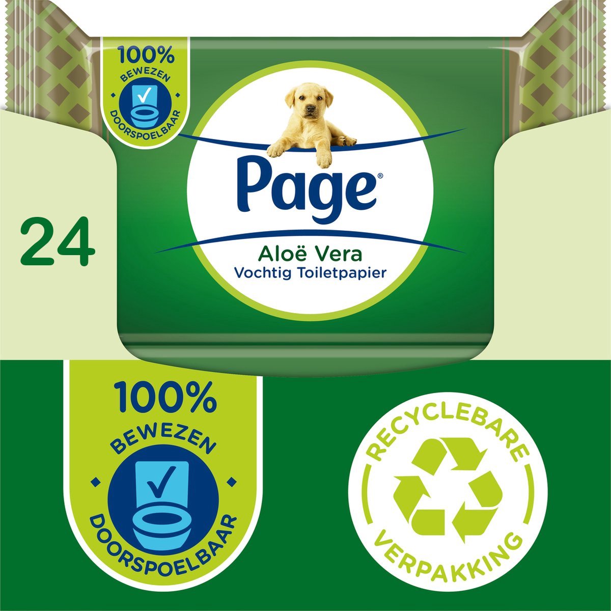 Page vochtig toiletpapier - 24 x 38 stuks - Aloë Vera vochtig wc papier - voordeelverpakking