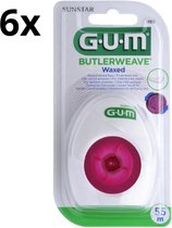 GUM Waxed Butlerweave Tandzijde - 6 x 55 meter - Voordeelverpakking