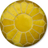 Velvet poef geel - Ronde poef - Fluwelen poef - Handgemaakt en uniek - Gevuld geleverd - Ideaal voor je woon-, slaap- of kinderkamer
