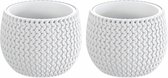 Set van 2x stuks ronde witte Splofy kunststof bloempotten/plantenpotten 1,4 liter - 18 cm - binnen/buiten decoratie