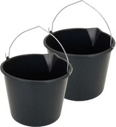 5x Stuks stevige zwarte huishoud emmers 20 liter met tuit - Klusemmers/bouwemmers/schoonmaakemmers