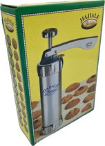 JiaJiale Deluxe Biscuits Maker - Koekjespers - Koekjesspuit - Koekvormpjes - Garneerspuit - Zilverkleurig - Met 10 Sjablonen