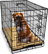 Gopets Hondenbench Opvouwbaar L – Bench – Voor Honden – Incl. Hondenkussen – 2 Deuren – 91 x 57 x 64 cm