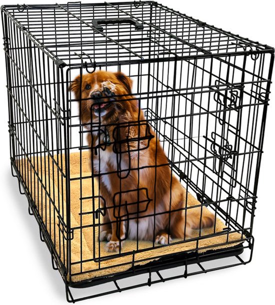 Gopets Hondenbench Opvouwbaar L - Bench - Voor Honden - Incl. Plaid - 2  Deuren - 91 x... | bol.com