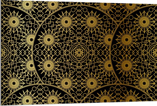 Dibond - Borden met Gouden Geometrische Print - 120x80 cm Foto op Aluminium (Wanddecoratie van metaal)