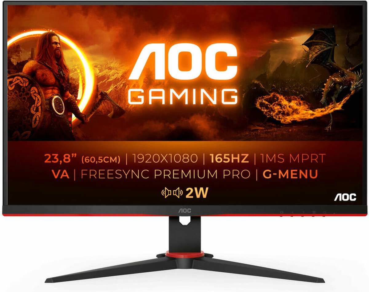 AOC 24G2SAE - Full HD Gaming Monitor - 165hz - G-Sync Compatible - 24 Inch - AOC
