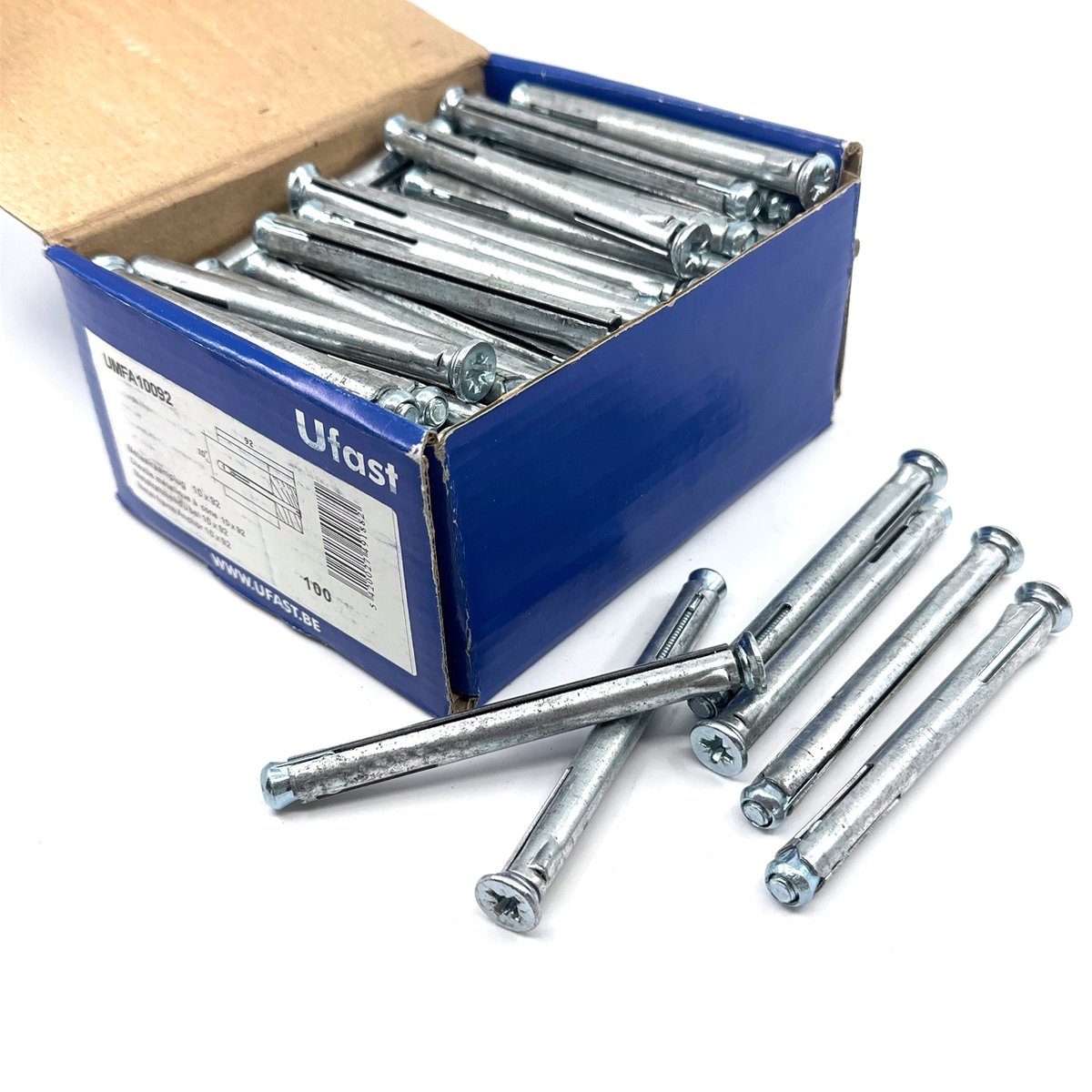 UFAST raamplug - Ø 10 mm - Lengte 92 mm - Verzinkt - Kruiskop - 100 stuks