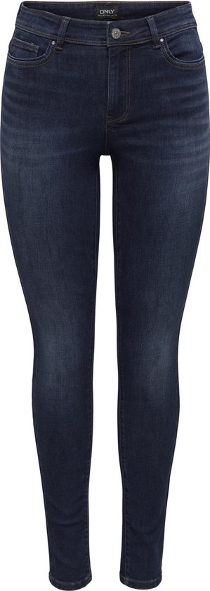 Strakke blauwe jeans met een hoge taille, zonder model.