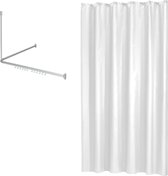 Sealskin Easy Roll Tringle à rideau de douche 90x90x90 cm avec rideau de douche 180x200 cm Aluminium mat / Wit