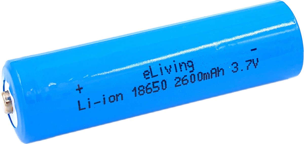 18650 Li-ion batterij. 2600mAh 3,7V Button Top