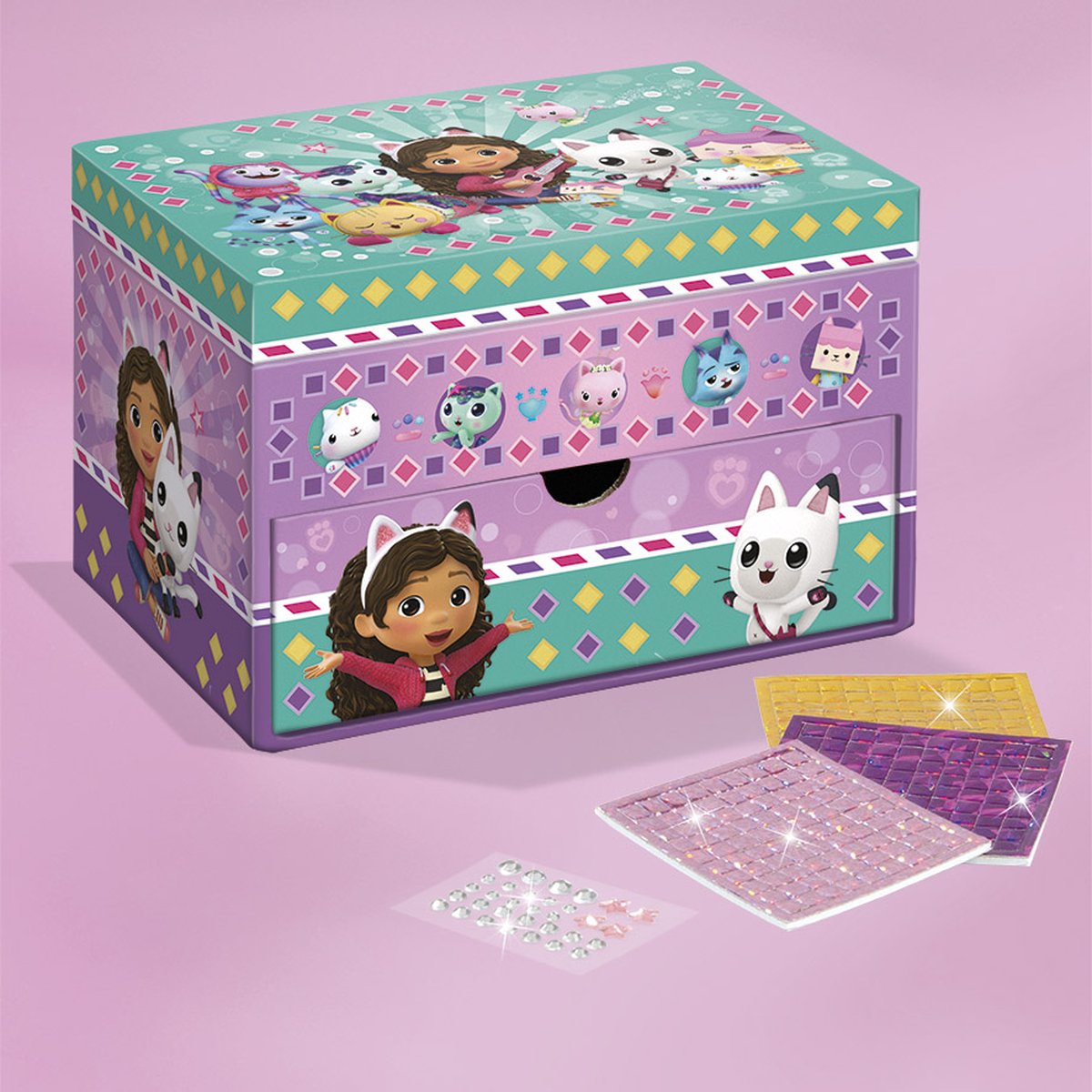 Gabby’s Poppenhuis Totum sieradendoosje speelgoed meisjes mozaïek beauty doosje versieren - Gabby’s Dollhouse cadeau knutselen — afbeelding 10