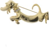 Behave - Broche - Dames - Goud kleur - Hond - Hondje - 5.5 cm