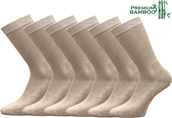 6 paar Badstof sokken - Bamboe - Wandelsokken - Naadloos - Ecru - Maat 34-37