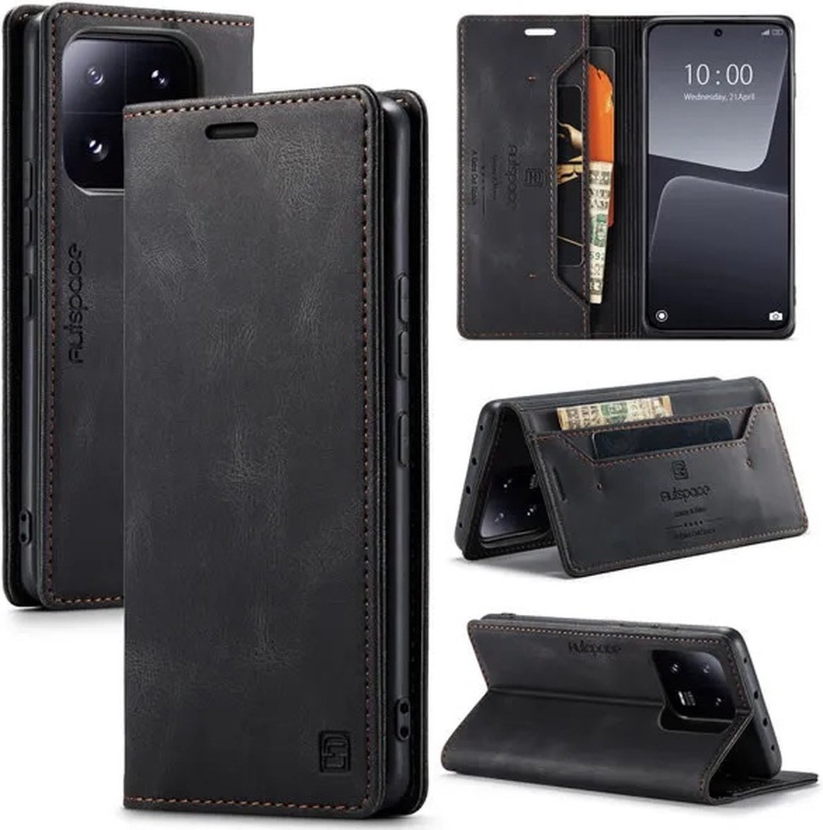 Luxe Flip Case met RFID Bescherming Kaarthouder en Magneetsluiting voor Xiaomi 13 Pro _ Zwart