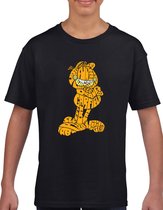 Kinder T-shirt met Garfield-afbeelding in zwart en wit | Leuk en comfortabel - Zwart - Maat 98/104- T-Shirt leeftijd 3 tot 4 jaar - Grappige teksten - Cadeau - Shirt cadeau - Groetjes tekst- verjaardag -