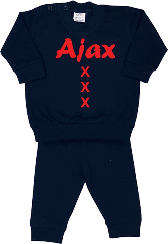 La Petite Couronne Pyjama 2-Delig "AJAX XXX" Unisex Katoen Zwart/rood Maat 56/62