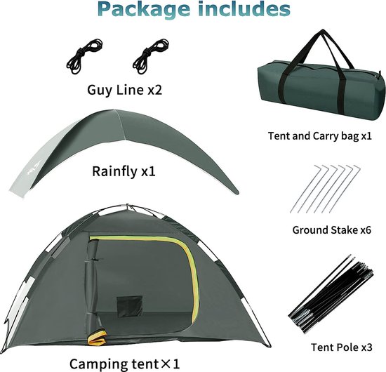 Campingtent lichte tent voor S (1-2) / L (2-3) personen, familie koepeltent waterdicht, winddicht, met draagas, eenvoudig op te bouwen buitentent, werptent voor camping, tuin, wandeluitstapje - Merkloos