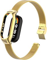 By Qubix Bracelet milanais avec étui - Or - Xiaomi Smart band 8 - Mi band 8