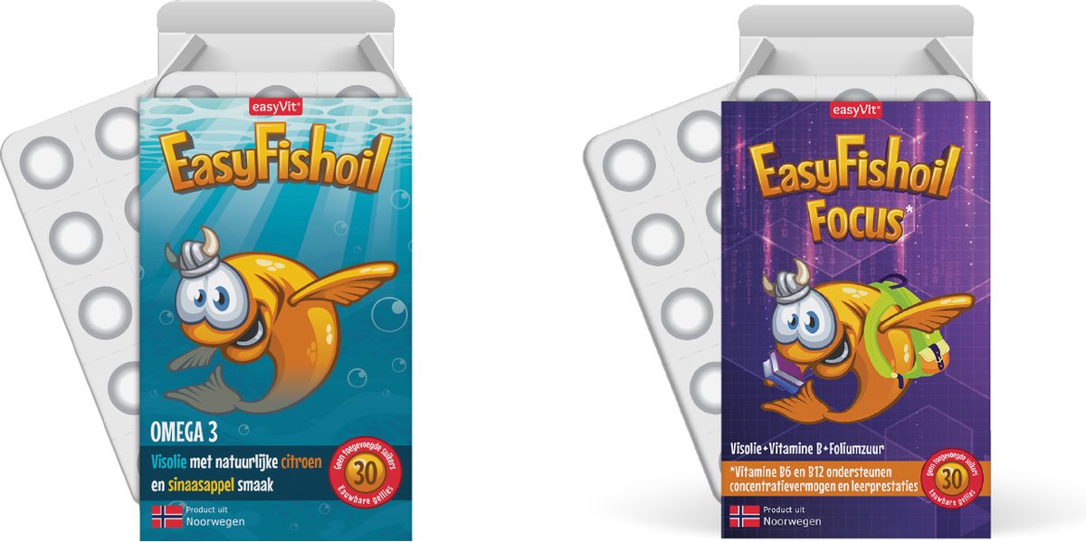 Goedkoopste EasyFishoil - Omega 3 voordeelpakket voor kinderen - EasyFishoil Kids EasyFishoil Focus
