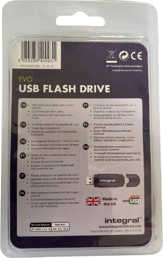 Clé USB 2.0 haute vitesse avec capuchon transparent, disque