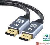 NÖRDIC DP-210 Gecertificeerde Displayport kabel - 1.4 - 8K60Hz - 32,4Gbps - 1m - Grijs/Zwart