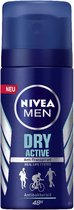 Nivea® | 4 x 35 ml Deodorant Men Dry Active | mini flacon | reisformaat | anti transpirant