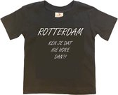 Rotterdam Kinder t-shirt | Rotterdam ken je dat nie hore dan?! | Verjaardagkado | verjaardag kado | grappig | jarig | Rotterdam | Feyenoord | cadeau | Cadeau | Zwart/wit | Maat 86/92
