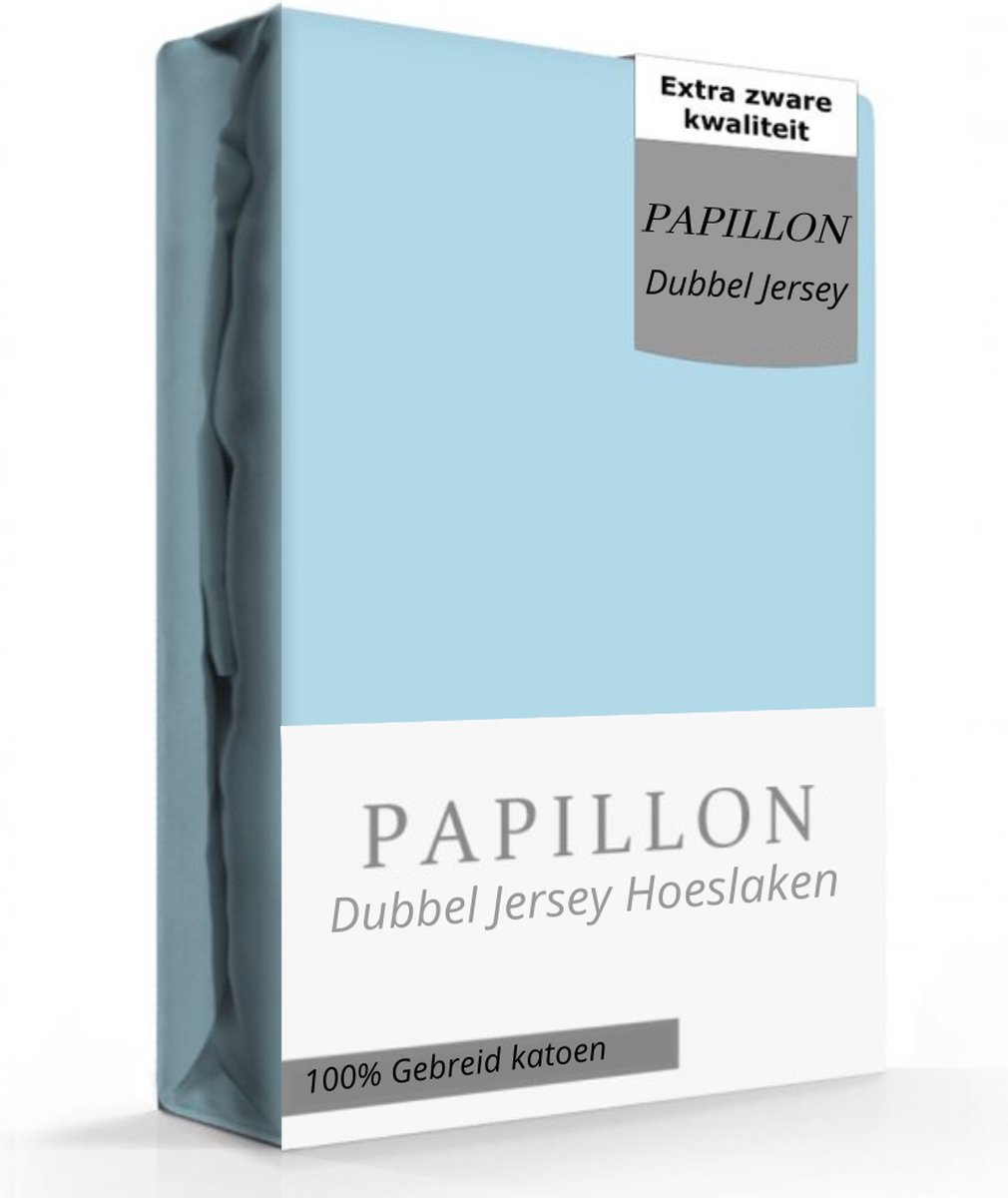 Papillon hoeslaken - dubbel jersey - 90 x 220 - Blauw
