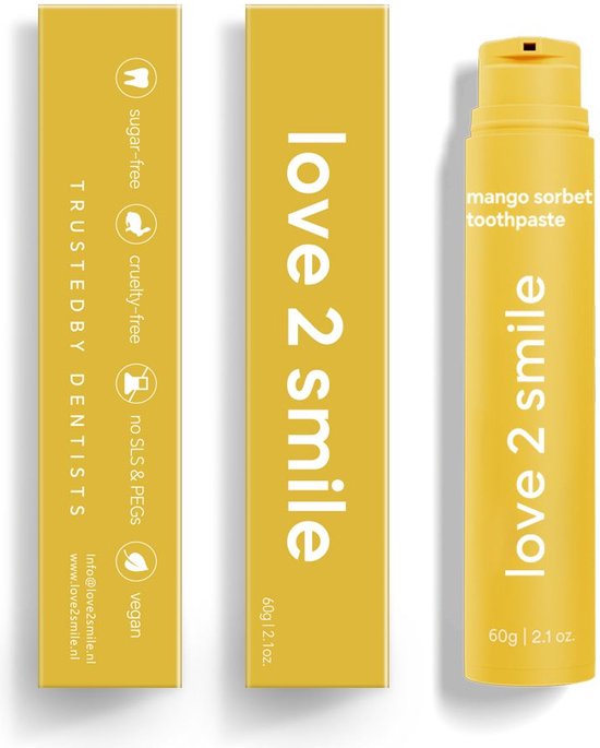 Foto: Love2smile mango sorbet tandpasta de natuurlijke tandenbleker van nederland belgi mango sorbet tandpasta teeth whitening wittere tanden