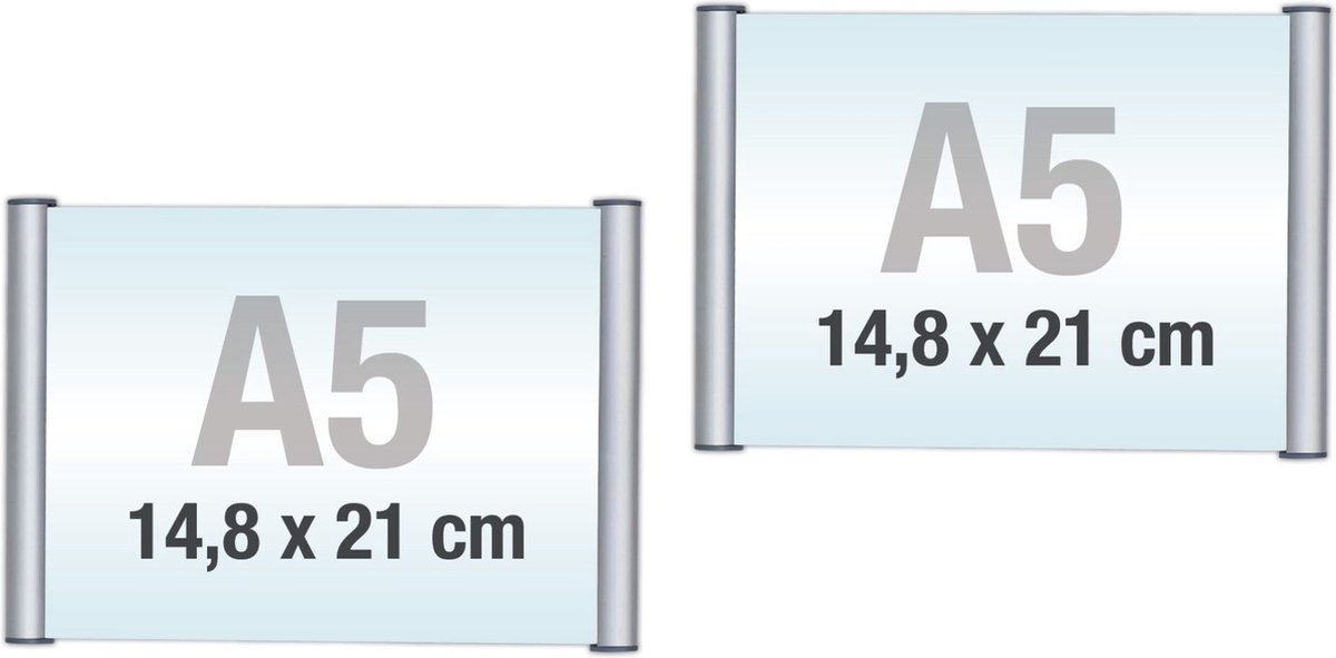 2 pack A5/Bewegwijzeringsborden met Klikprofiel /formaat 14,8x21 cm/wegwijs bordjes/aluminium deurbordjes/naambordje kantoor/route bordje/aanwijs bordje/zelfklevend/verwijs bord/ informatie bord.
