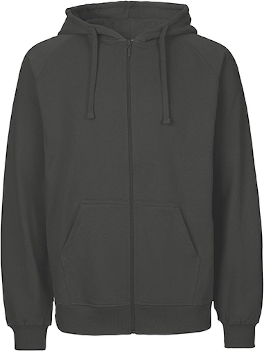 Fairtrade Men’ Zip Hoodie met capuchon Charcoal Zwart