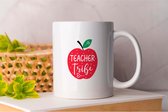 Mug Teacher T Life - Professeur - travail - j'aime mon travail - Café - Pomme - Professeur - pomme - Poison - Rouge