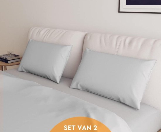 Set Van 2 Kussenslopen 50 X 70 Cm - 100% Katoen, Chocoladebruin Met Plat Piqué-Volant