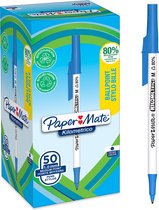 Paper Mate Kilometrico-balpennen | Lange schrijfduur met mediumpunt (1,0mm) | Blauwe inkt | 80% gerecycled plastic | 50 stuks