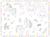 Coloring Placemats Unicorns & Rainbows - 6stk