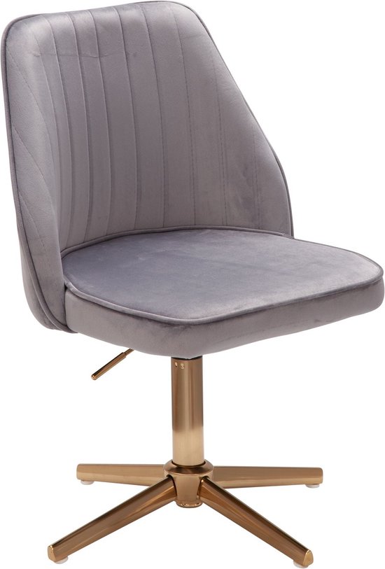 Rootz draaibare bureaustoel met rugleuning - in hoogte verstelbare kuipstoel - draaibare thuisbureaustoel - grijs fluwelen ontwerp - capaciteit 120 kg