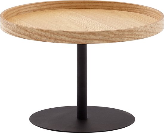 Rootz Salontafel - Woonkamertafel van hout-metaal - Modern rond design - Eiken salontafel - Tafel voor woonkamer - 61x61x40 cm