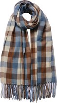 Juleeze Wintersjaal Dames 68x180 cm Beige Blauw Ruit Sjaal