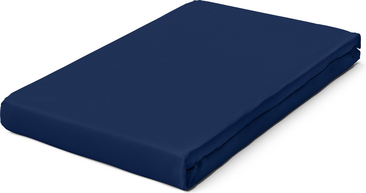 Schlafgut Pure Bio Katoen Jersey Hoeslaken S - 90x190 - 100x220 570 Blue Deep