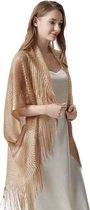 Kaftan - Vest - Omslagsjaal glanzend in het effen kleur beige One size