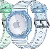 Armband geschikt voor Apple Airtag transparant blauw met gesp