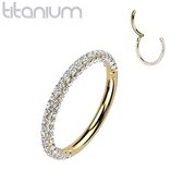 Piercing titanium clicker rondom steentjes 1.2x6 gold plated