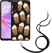 Cazy Hoesje met koord Zwart geschikt voor Oppo A78 5G Frappuccino's