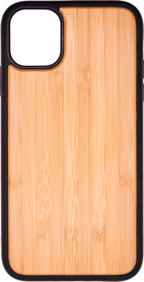 Houten Telefoonhoes Geschikt Voor Iphone 11 - Houten Telefoonhoes - Houten Case - Bamboo Hout - Zwart - Beschermende Bumper