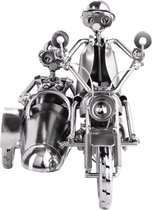 BRUBAKER Schroef Man Motorfiets met Zijspan - Handgemaakte IJzer Figuur Metal Man - 23 cm Metalen Figuur Gift voor Motorrijders en Motorfiets Fans