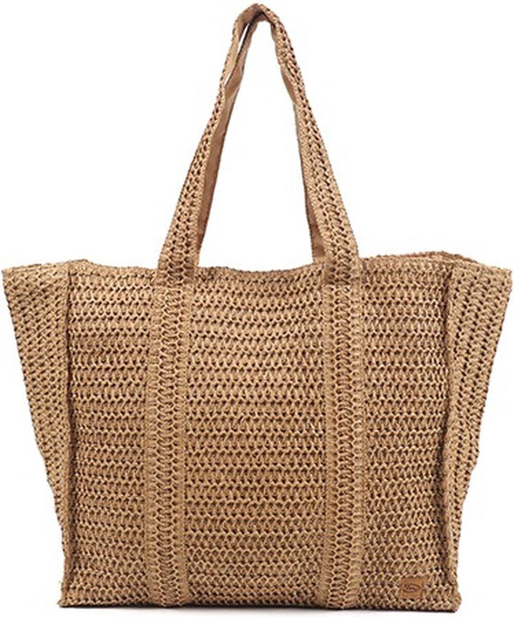 Strandtas Gevlochten Shopper Khaki bol